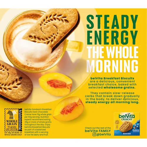 Miniatura 6 de belVita Sándwiches de galletas de barra de desayuno, crema de chocolate negro, 30 paquetes en total, 6 cajas (2 galletas por paquete)