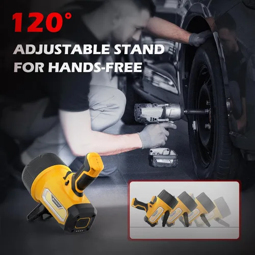 Miniatura 6 de FORTO Foco recargable, 200000 lúmenes, luz de mano con soporte plegable, 6 modos IPX7, impermeable, luces LED para pasear al perro, caza, camping