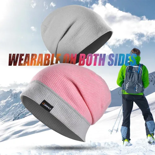 Miniatura 3 de WTACTFUL Conjunto de gorro holgado de invierno y bufanda térmica de doble capa, para hombres y mujeres, esquí, snowboard, al aire libre