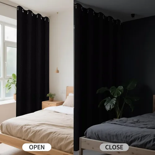 Miniatura 2 de CUCRAF - Juego de 2 paneles de cortinas de ventana con oscurecimiento total del 100%, de 54 pulgadas de largo, con aspecto de lino falso, cortinas