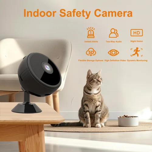 Miniatura 2 de ZHENHAN Mini cámara inalámbrica con visión nocturna avanzada y detección de movimiento, aplicación de teléfono de control remoto, almacenamiento