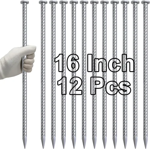 Miniatura 13 de VVOKGO - Juego de estacas de refuerzo de 24 pulgadas, estacas de forma recta para concreto, resistentes (8 piezas), estacas de acero de metal