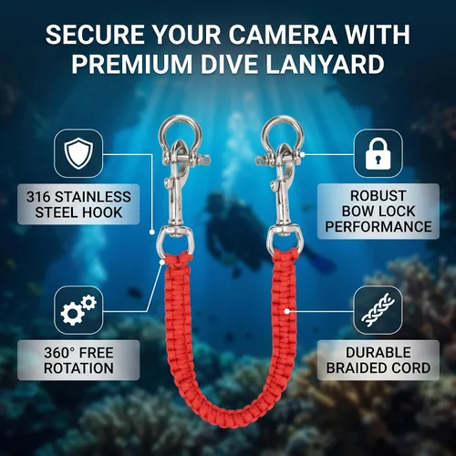 Miniatura 2 de VGEBY Cordón para cámara de buceo, 360 grados, retráctil, flexible, con rotación subacuática, para buceadores, buceadores, entusiastas