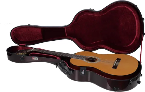 Miniatura 4 de Crossrock Air Carbon - Funda para guitarra clásica 4/4, carcasa rígida de fibra de carbono 100% con mochila y funda protectora, color rojo