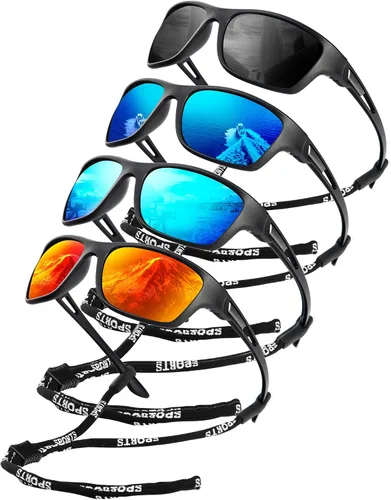 Miniatura 14 de KALIYADI Gafas de sol polarizadas para hombre, gafas de sol deportivas para conducir, ciclismo, pesca, con protección UV Negro mate/azul hielo/azul