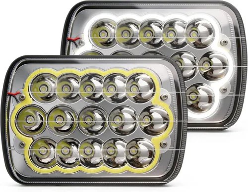 Miniatura 12 de CO LIGHT Faros delanteros LED rectangulares de 7 x 6, 5 x 7, haz alto/bajo, faros delanteros sellados compatibles con Cherokee XJ Wrangler YJ