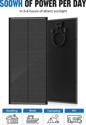 Miniatura 3 de Panel Solar de 18BB 100 Vatios, Panel Solar N-Type de 12V 100W, Módulos PV Monocristalinos de Alta Eficiencia del 25% para RV, Marino, Techo