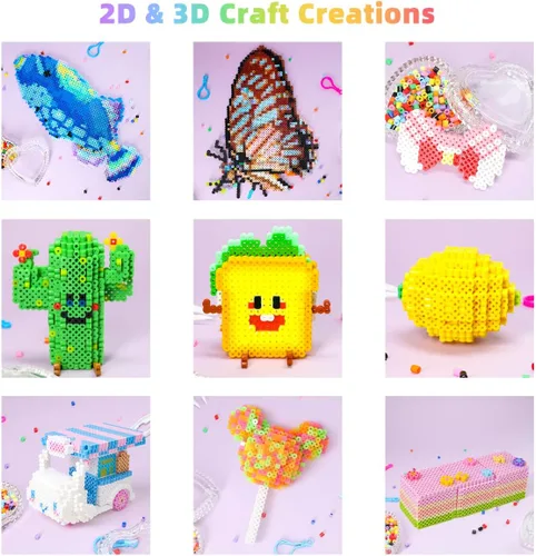 Miniatura 6 de Meland Kit de cuentas de fusible, 11,000 cuentas de 36 colores para manualidades para niñas de 5 a 12 años, juego de cuentas derretidas de 0.197 in