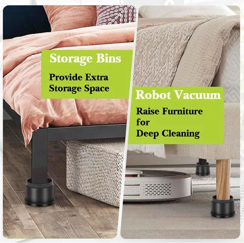 Miniatura 5 de Paquete de 12 elevadores de muebles de 1 pulgada, elevadores de cama ajustables resistentes para mesa, escritorio, sofá, silla, gabinete, marco