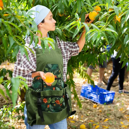 Miniatura 3 de Gardening Apron with Quick Release Pockets for Women and Men, Water Resistant Picking Pouch Verde