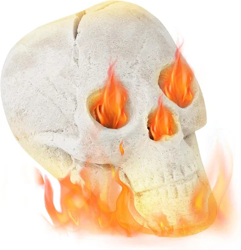 Miniatura 10 de Tangkula Calavera de cerámica para Halloween, calaveras humanas a prueba de fuego, reutilizables, con forma de calavera, decoración de Halloween