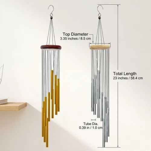 Miniatura 4 de Campanillas de viento para exteriores con 12 tubos de aluminio, campanas de viento de melodía de 23 pulgadas para exteriores, para granja, jardín
