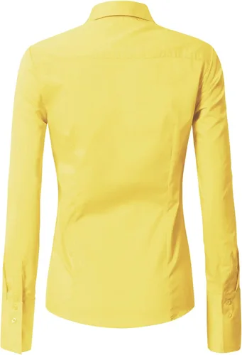 Miniatura 3 de Blusa de manga larga, ajustada, elástica, con cuello de botones para mujer, para oficina, estilo formal, casual