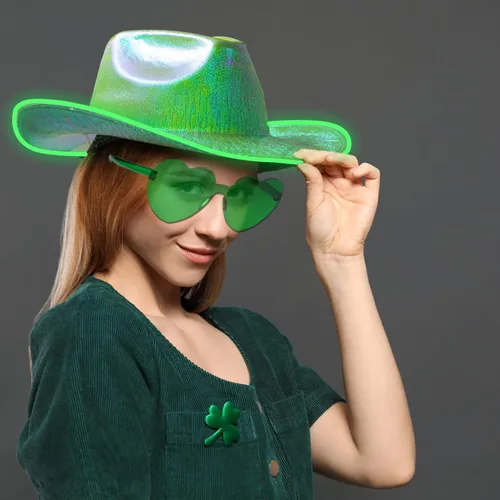 Miniatura 3 de quescu Sombrero de vaquero iluminado para mujeres, hombres, sombrero de vaquera LED, sombreros de vaquero espaciales brillantes para fiestas