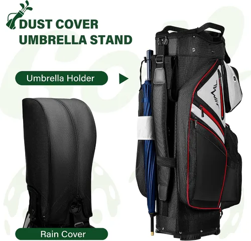 Miniatura 7 de UNIHIMAL Bolsa de carrito de golf Divisor organizador de 15 vías, bolsa de golf premium con asas cómodas y 14 bolsillos