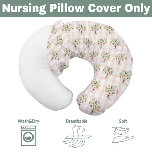 Miniatura 7 de Sweet Strawberry Baby Nursing Pillow Covers for Boy Girl Pastel Strawberries Floral Pink Bows Plaids Nursery Pillowcase for Breastfeeding Pillows