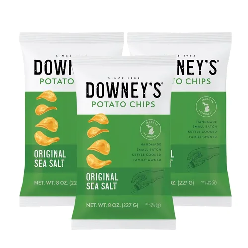 Miniatura 6 de Downey's Papas fritas, papas fritas cocidas en hervidor, aperitivo hecho a mano, lote pequeño, ligero y crujiente, sin gluten, hecho en Michigan