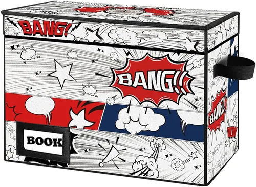 Miniatura 26 de Paquete de 2 cajas de almacenamiento para cómics, colección de 40 cm x 20 cm x 30 cm, plegable, contenedor organizador para 160-180 cómics, estante