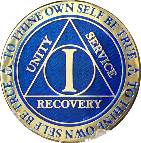 Miniatura 3 de RecoveryChip 1 año AA Medallion Reflex Blue Gold Plated Chip