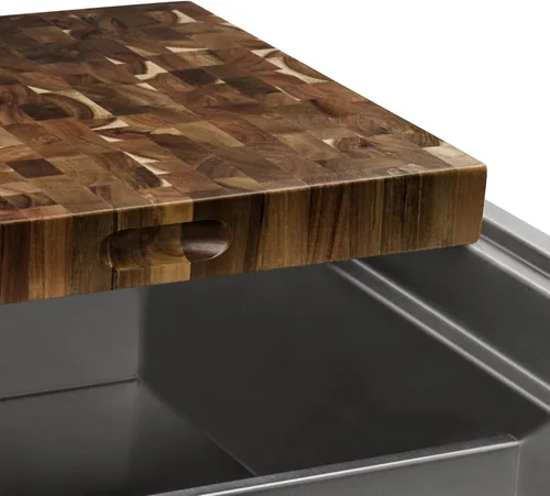 Miniatura 3 de Ruvati RVA2445ACA Tabla de cortar grande de madera maciza con bloque de carnicero de acacia de grano final de 17 x 16 x 2 pulgadas de grosor
