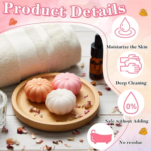 Miniatura 3 de Maxcheck 12 juegos de calabazas de otoño para baby shower, regalos de fiesta de jabón, incluye etiquetas temáticas de jabón de calabaza, bolsa