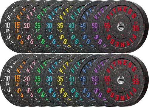 Miniatura 30 de Discos de peso olímpicos de 2 pulgadas y caucho para barras, discos para gimnasio en casa, entrenamiento de fuerza y levantamiento de pesas, 10 a