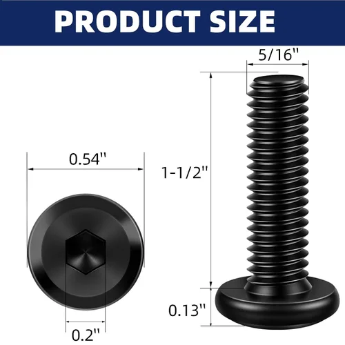 Miniatura 2 de Tornillos de cabeza plana de 5/16-18 x 1-1/2 pulgadas, tornillos de conector avellanados, acero inoxidable 18-8 (304), óxido negro, totalmente