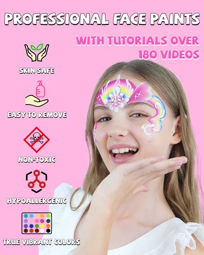 Miniatura 2 de Anka Bella Pintura facial de pastel dividida activada por agua, de 2.12 oz, kit profesional lavable no tóxico para niños y adultos, regalo