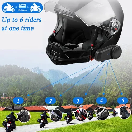 Miniatura 3 de QSPORTPEAK M2 - Intercomunicador de auriculares Bluetooth para casco de motocicleta, dúplex completo, inalámbrico para 6 conductores/alcance 3,280.8