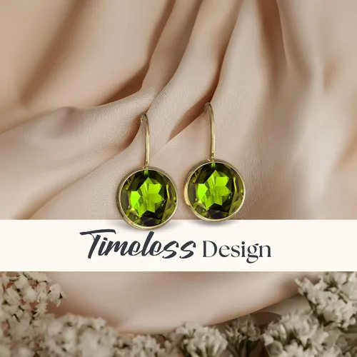 Miniatura 69 de 14k Solid Yellow Gold Gemstone Earrings - Birthstone Earrings - 8mm Dangle Earrings, Dainty Gemstones Earrings, Bridal Handmade Wedding Jewelry Gift