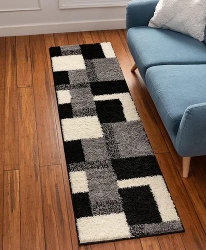Miniatura 8 de Well Woven Madison Shag Cubes - Alfombra moderna negra de 5 pies 3 pulgadas x 7 pies 3 pulgadas Negro