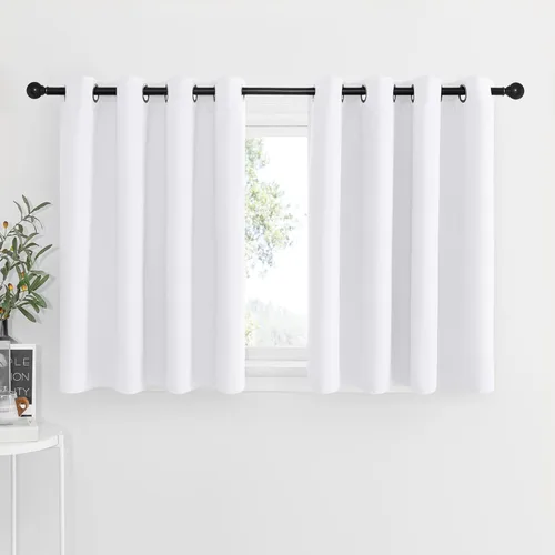 Miniatura 154 de NICETOWN Cortinas opacas de cocina para ventana sobre el fregadero, aislamiento térmico, decoración del hogar, pequeños niveles opacos con ojales