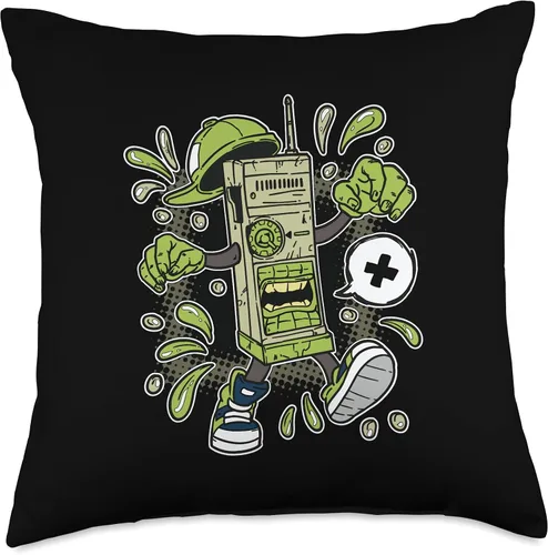 Cartoonish WalkieTalkie Design For Kids In Comic Style Throw Pillow