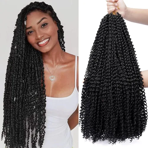 Miniatura 17 de Dorsanee Cabello Passion Twist Ombré de 18 pulgadas, 6 paquetes, Cabello de Ganchillo Water Wave, Cabello Largo Bohemio Rizado para Trenzar