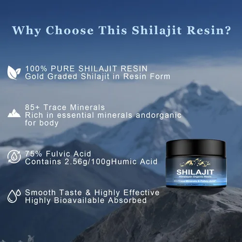 Miniatura 6 de Shilajit Orgánico del Himalaya, Resina de Shilajit Pura, Shilajit de Alta Potencia para Hombres y Mujeres, 600mg de Resina Pura Natural con 85+