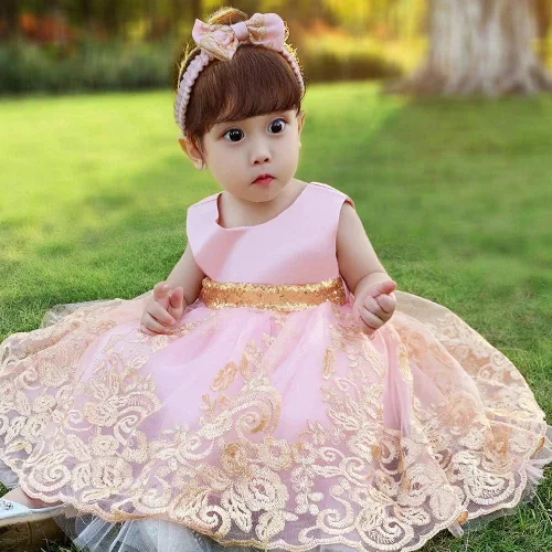 Miniatura 5 de CMMCHAAH - Vestidos de encaje para concursos de niñas bebés de 0-6 años, vestido formal para fiestas con diadema
