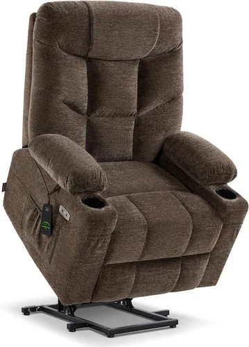 Miniatura 22 de MCombo Silla reclinable Power Lift con reposapiés extendido para personas mayores, tela 7287 (marrón, mediano)