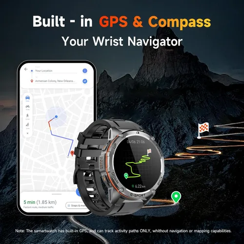 Miniatura 3 de Relojes inteligentes militares con GPS para hombre, grado militar, posicionamiento de 6 satélites, batería de 30 días de 800 mAh, resistente al agua