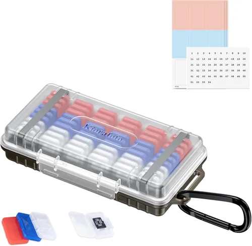 Miniatura 10 de Funda para tarjetas SD de 36 ranuras con 36 fundas individuales de plástico transparente para 36 tarjetas SD SDXC SDHC, resistente al agua