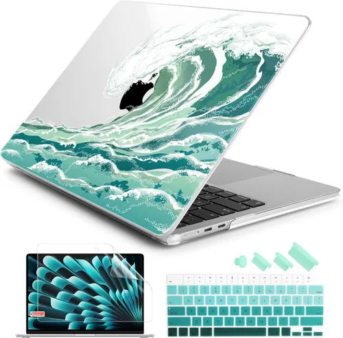 Batianda Estuche Premium para Nuevo MacBook Air de 15 Pulgadas 2025 M4 2024 2023 con Chip M3 M2 Modelo A3241/A3114/A2941, Estuche Protector de Olas