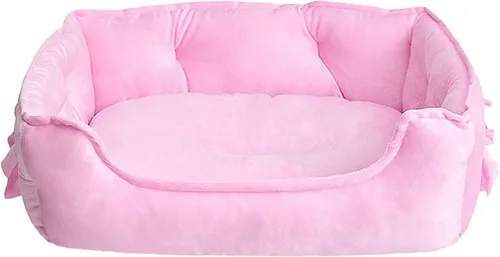 Miniatura 9 de Linda Cama de Princesa para Perros Rosa, Cama para Cachorros para Perros Pequeños, Sofá Transpirable para Gatos, Cojín para Mascotas con Lazo, Nido