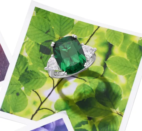 Miniatura 4 de Ross-Simons 12.70 Carat Simulated Emerald and 1.70 ct. t.w. CZ Ring in Sterling Silver