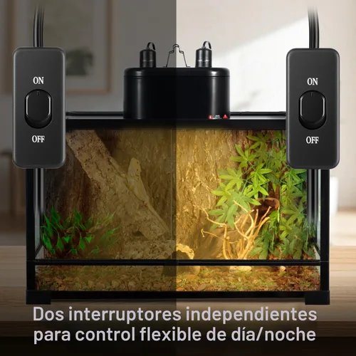 Miniatura 5 de REPTI ZOO Lámpara de doble reptil para reptil Dome UVB, reflector de reptil, tapa de lámpara de cúpula de doble reptil, diseño de integración