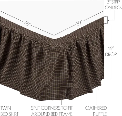 Miniatura 2 de VHC Brands Kettle Grove - Falda de cama individual de 39 x 76 x 16 pulgadas, accesorio de ropa de cama primitiva, color negro campestre