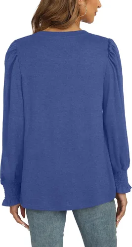 Miniatura 4 de NILOUFO Camisas de manga larga para mujer, blusas casuales de moda, blusas elegantes y modernas