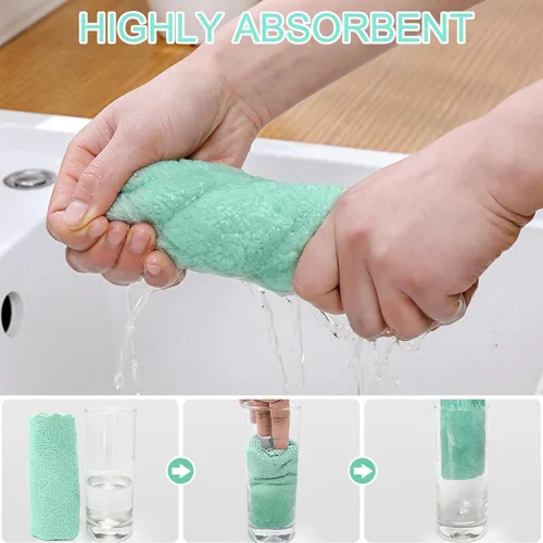 Miniatura 4 de Paquete de 12 paños de cocina de 12 x 12 pulgadas, paño de limpieza de microfibra de terciopelo coral grueso, paños de cocina altamente absorbentes
