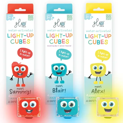 Paquete de cubos luminosos activados por agua Glo Pals para juego sensorial – Paquete de 12 (Amigos principales)