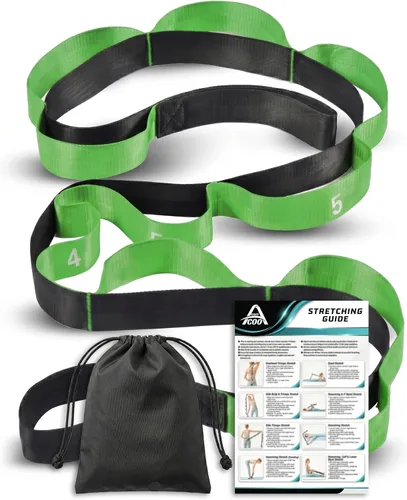 Miniatura 9 de Acozycoo Correa de estiramiento con 10 bucles, correa de yoga para terapia física, entrenamiento en casa, entrenamiento de pilates y flexibilidad
