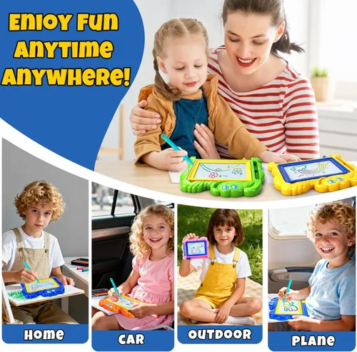 Miniatura 5 de Hymaz Paquete de 15 tableros de dibujo magnéticos para niños, colorida tableta de dibujo borrable para niños pequeños de 1 a 3 años, almohadilla
