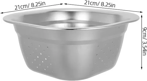 Miniatura 2 de VOSAREA Lavabo cuadrado de acero inoxidable, colador de metal, colador cuadrado de gran capacidad, para frutas, cocina, lavado de verduras